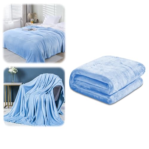 Mantas de cama de forro polar, manta de microfibra suave y ligera, acogedora manta de microfibra, manta de forro polar sherpa, manta cálida y suave para cama, sofá y viajes (azul, 70 x 100 cm)