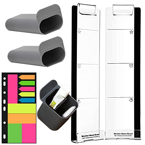 Computer Bildschirm Desktop Organizer, 2 Set Monitor Memo Board mit 3 Bleistiftbehälter Aufbewahrungstasche, Kreative Message Pad Telefon Stifthalter Zubehör für Büro Schreibtisc mit Haftnotizen Cover