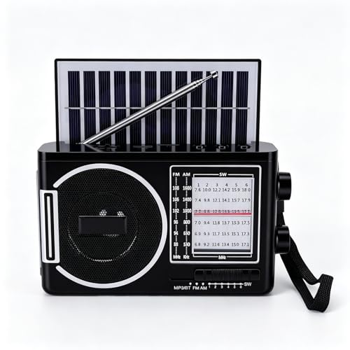 Radio portátil AM FM SW con linterna y panel solar miniatura 1