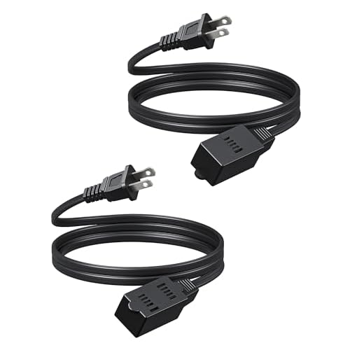 DEWENWILS 6FT Extension Cord, 2 Prong Extension Cord 3 Outlet with Dustproof Sliding Covers, SPT-2 AWG16/2 Power Cable for Indoor Use, 13A/125V/1625W, Black, ETL Listed, 2 Pack 6FT 16AWG-2Pa
