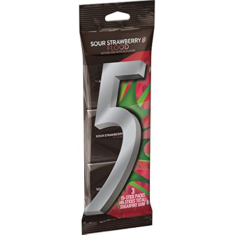 5 5 Gum Strawberry Flood Sugarfree Gum, 3 ct Cover