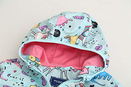 CX.AZUL Toddler Girls Cartoon Unicorn Print Spring Autumn Rain Coat Jacket Hoodies (2-3 Years, Multicolored 1)