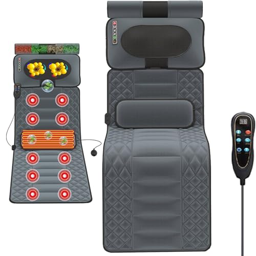 Colchoneta de masaje con calor, colchón de masaje lumbar de cuerpo completo, 9 modos, cojín de calefacción plegable para aliviar el dolor