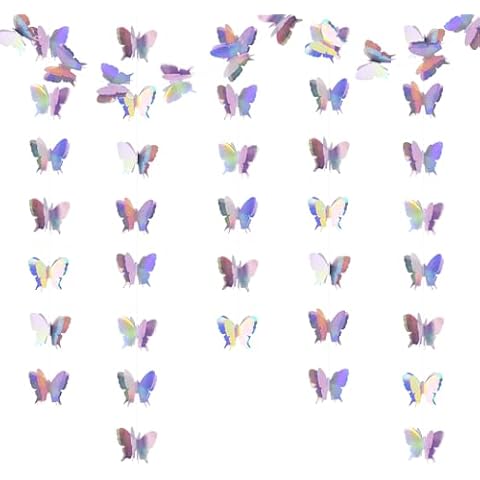 zilue Butterfly Decorations, Butterfly Birthday Decorations for Wedding Baby Shower Birthday Party Decorations Iridescent Pack of 4 Cover