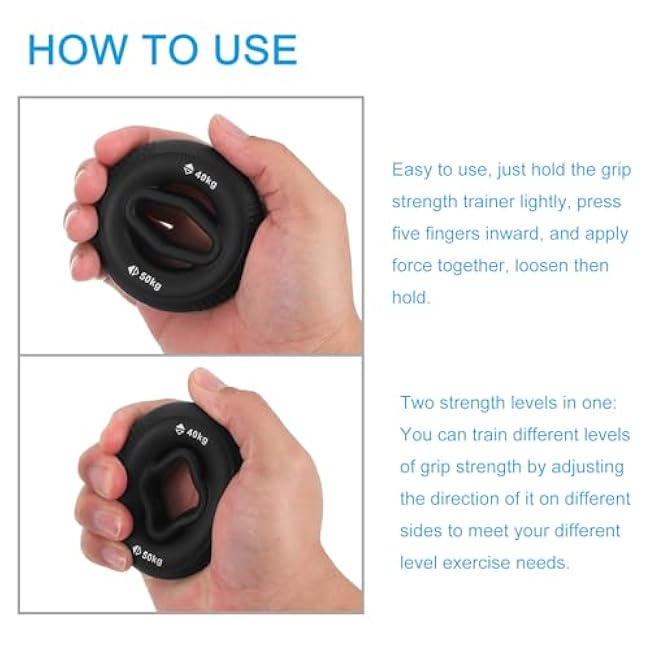 uxcell Hand Grip Strengtheners, 20-30/30-40/40-50kg Silicone Grip Strength Training for Rock Climbing, 1 Set