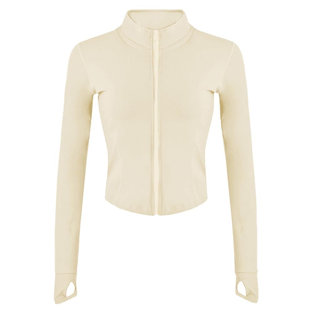 Lviefent Womens Lightweight Full Zip Running Track Jacket Workout Slim Fit Yoga Sportwear with Thumb Holes