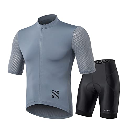 CAOQAO Men's Cycling Jerseys MTB Bike Sets With Shirt And Bicycles Padded Shorts Twin Six Cycling (Grey, XXL)