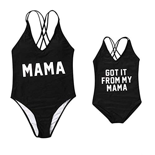 Mommy and Me Swimsuits Family Matching Letter Print One Piece Bikini Bathing Suit