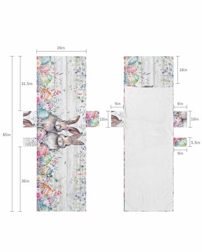 Spring Easter Beach Lounge Chair Towel Cover, Soft Chaise Lounge Towel with Side Pockets Patio Pool Chairs Cover for Beach/Pool Sunbathing 29x85 Vintage Bunny Eggs Eucalyptus Leaves Botanical