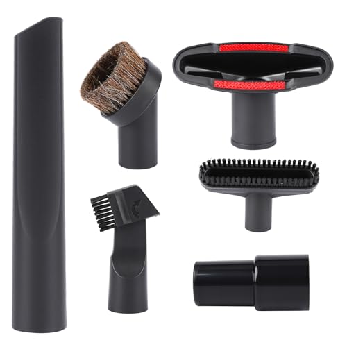 Hyzevee 6 Stück Staubsauger Aufsätze Staubsauger Düsen Set mit Fugendüse Polsterdüse Rundbürste und Adapter kompatibel mit Henry Miele Bosch Kärcher AEG für Sofa Auto Ecken 32/35 mm