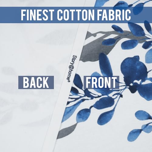Image of Story@Home Window Curtains 5 Feet Long 1 Piece | Floral Printed Cotton Curtain | Light Filtering Curtain | Curtains for Living Room | (116 x 152 cm, Blue) | Perfect for Home Decor
