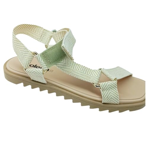 Moleca, Sandália Feminina Moleca Tiras Gorgurao Velcro Ajustável Cor:Branco Off/Dourado;Tamanho:34