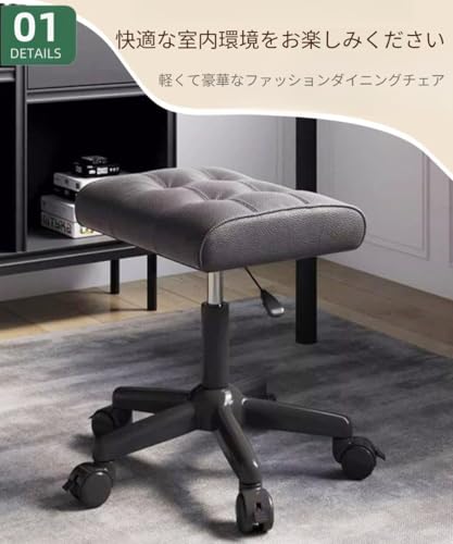 SJGEIDMレザー、キャスターとロックストップ付き、PUレザー、360度回転、フットスツール、収納簡単、省スペース、シンプルなデザイン、キャスター付きフットスツール (オレンジ色の厚手のシートクッション [強化ブレーキと滑らかなユニバーサルホイール]) [3]