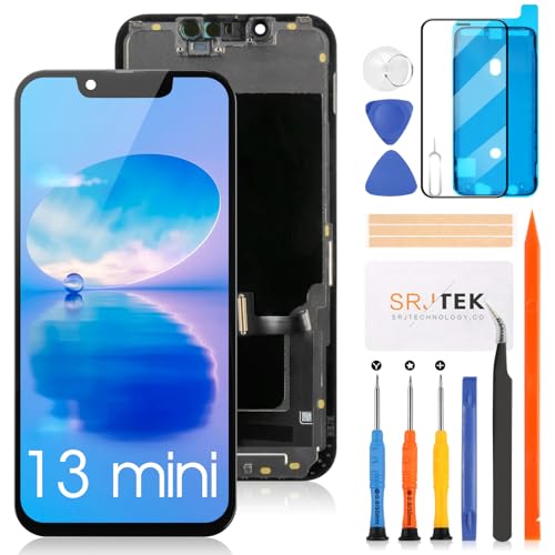 SRJTEK For iPhone 13 Mini IPS tpl ^b`plfW^CU[ 5.4C`A2628, A2481, A2626, A2629, A2630 3D ^b`XN[ LCDfBXvC^b`XN[ fW^CU[ C