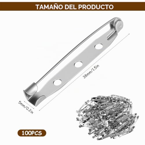 Miniatura 2 de 100 Pcs Alfileres Para Manualidades, 38 Mm Alfileres De Seguridad Plateados Con Imperdible Para Manualidades De Joyería Y Costura