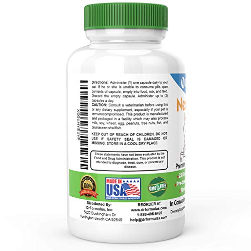 Drformulas Nexabiotic Probiotics For Cats Powder | Treats Diarrhea For Pets With Saccharomyces Boulardii Lactobacillus Acidophilus, Best Probiotics Supplement For Digestive Health 30 Capsule #TOP2