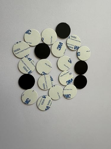 Etiqueta de moneda RFID T5577 de 125 kHz con respaldo adhesivo para etiquetas de identificación que se pueden reescribir con un diámetro de 25 mm, color negro (10 unidades)