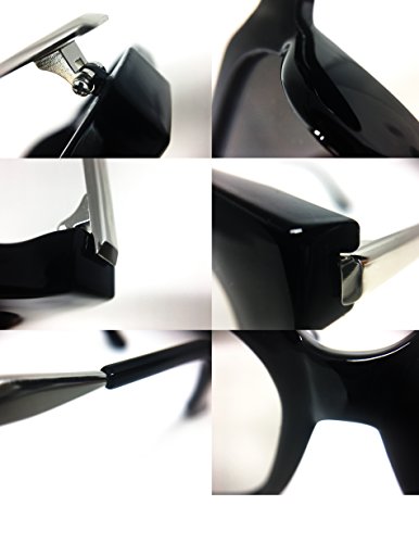 5003 Premium Oversize Womens Mens Mirror Funky Fashion Sunglasses (METAL ARM, SILVER ARM-BLACK/BLACK)3