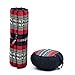Leewadee Meditation Cushion Set – 1 Round Zafu Meditation Pillow and 1 Square Roll-Up Zabuton Meditation Mat, Pillows Bundle Filled with Kapok, Black Red