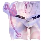 Male Flat Cross-Dressing Cage with Adjustable Three-Way Strap, Popular Flat Inverted Devices -USLA05 (B:Pink, Short)