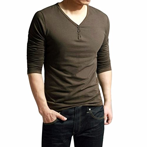 Camiseta Manga Larga para Hombre Cuello en V Moda Color Sólido Simplicidad y Moda Cómodo Transpirables Corte clásico Básico Deportivo Casual Ocio Diario MMUJERY