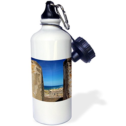 3dRose Garrafa de água esportiva 'Puerto Rico, San Juan. Vista do Forte San Cristobal CA27 KWI0023 Kymri Wilt', 600 ml, branca