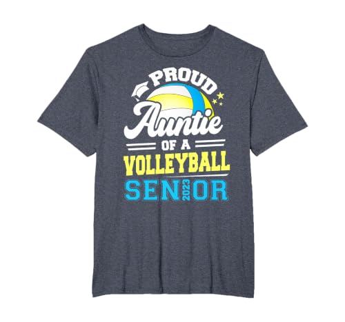 Proud Auntie of A Volleyball Senior 2023 Graduation T-Shirt, Men's Big and Tall, Heather Blue, 4X Tall