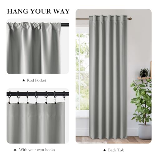 Image of RYB HOME 100% Blackout Short Curtains for Small Window, Thermal Insulated Noise Reducing Back Tab Curtains for Nursery Bathroom Basement, 42 inches Wide by 54 inches Long, Sliver Grey