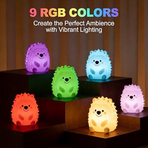 Lámpara de noche infantil de silicona recargable con 9 colores miniatura 3