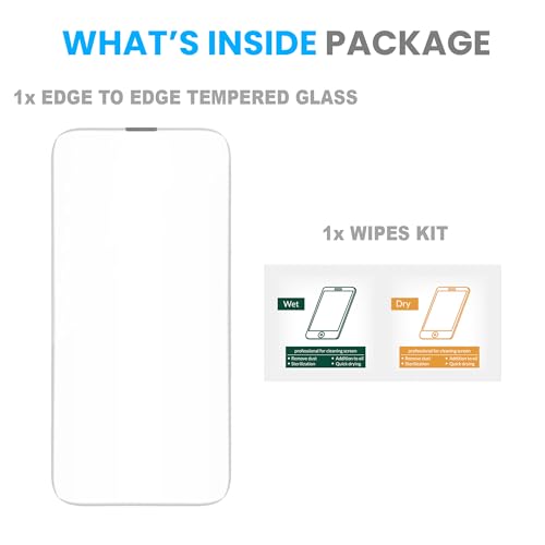 Image of ArmourPro Military-Grade Borderless Tempered Glass for iPhone 16e, iPhone 14, 13 and 17E (6.1 Inches) with Installation Kit | Anti Dust Mesh Filter, Shatterproof, Full Screen Coverage