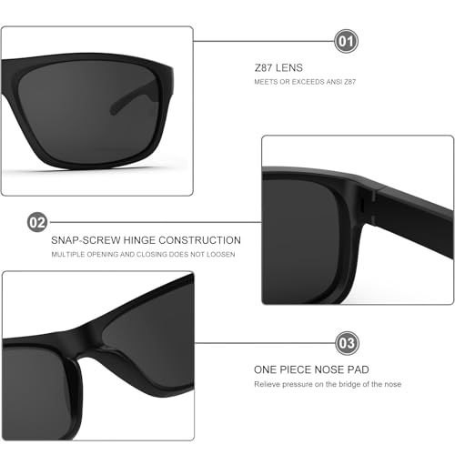Image of WISTON XL Z87 Sunglasses for Men Women Wraparound Safety Sunglasses UV400 Protection TR90 Sports Rectangle Frame Z8247