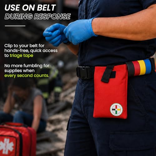 Image of Triage Tape Belt Pack - First Aid Essential Tape Organizer Bag for Emergency Rescue, Disaster First Responder, EMTs, CERT, Outdoor