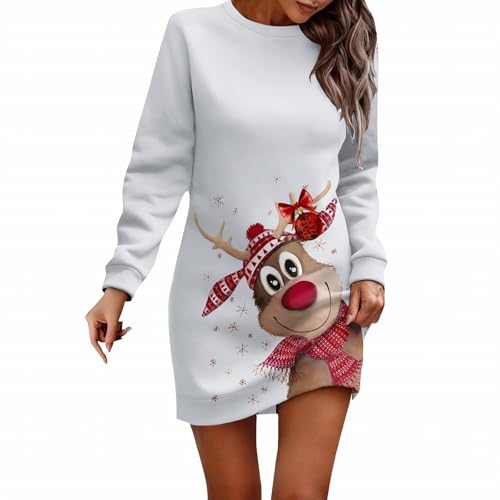 Weihnachtspullover für Damen, niedlicher Rentier-Aufdruck, lange...