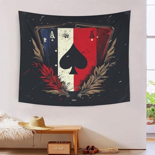 Tapisserie murale effet 3D cartes à jouer 180x230cm grand format pour salon
