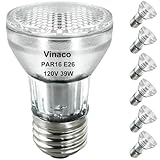 Vinaco PAR16 Halogen Bulb 39 Watt, 6 Pack High Output 350LM PAR16 Bulb（45W Equivalent, PAR16 Flood 45W Warm White 2800K, PAR16 Dimmable with E26 Base, Halogen 45W PAR16 Long Neck for Ceiling Light