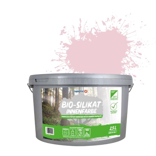 Farbklecks24 Bio-Silikat Innenfarbe Color 2,5L Pastell Pink, Wandfarbe, Silikatfarbe innen, für Allergiker empfohlen