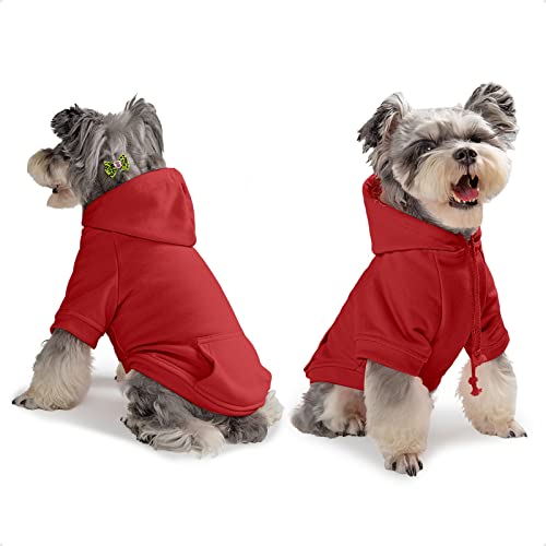 Petwit Dog Hoodies For Small Dogs Girl Boy, Dog Sweatshirts Clothes With Hood And Pockets For Dogs(Red Dog Hoodie, M) #TOP1