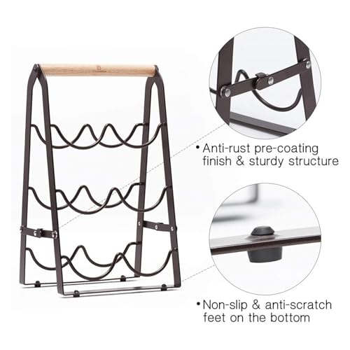 Soporte para 6 botellas de vino en hierro forjado negro miniatura 6