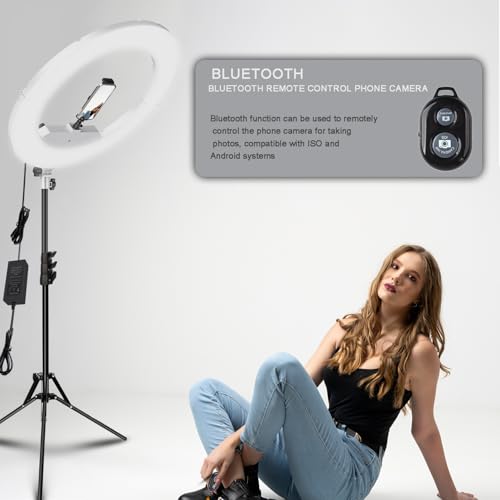 Image of Ring Light Kit:18 inch /45cm Outer 55W6700k Dimmable LED Light, Tripod Stand, Remote Controller,Box for Camera,Smartphone,YouTube,TikTok,Self-Portrait Shooting,CRI95,White