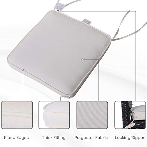 Outsunny Set of 6 Chair Cushion Seat Pads Dining Chair w/Straps Indoor Outdoor Removable Tie On Garden Patio Cream White - Cosy Home Interiors Outsunny Set of 6 Chair Cushion Seat Pads Dining Chair w/Straps Indoor Outdoor Removable Tie On Garden Patio Cream White - Image 4