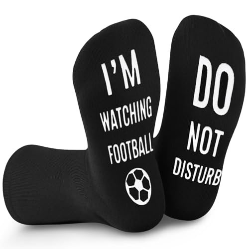 OFFCUP Meias engraçadas para homem e mulher, algodão novidade meias da tripulação, presente original para o dia dos namorados aniversário amantes do futebol fórmula 1, Do Not Disturb I'm Watching