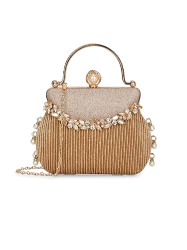 Image of TOOBA Handicraft Clutch Purse For Women with Elite Design Embroidered| Bridal, Party, Wedding Sling Bag