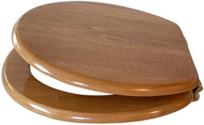 FRANDIS AWCCHE Oak Wood Toilet Seat With Metal Hinge, 2700 g 425 x 370 mm