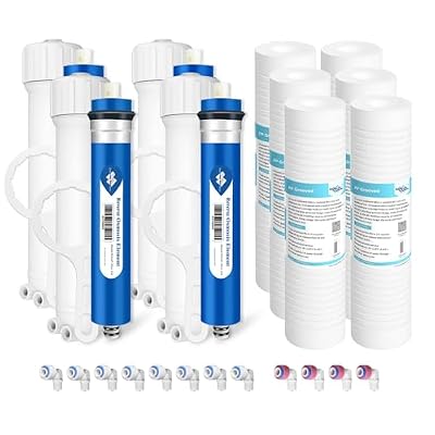 5 Micron PP Sediment Water Filters (6 Pack), 150 GPD RO Membrane and Housings (4 Set) from Membrane Solutions