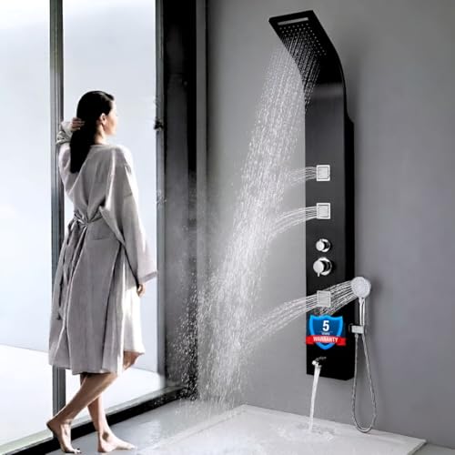 Image of Jaaz Imperial Shower Panel Tower System With 3 Body Jets, Tub Spout & Hand Shower With 3 Modes Hot & Cold Water Adjustable | Bathroom Shower Set | Shower Panel (Imperial Shower Panel)