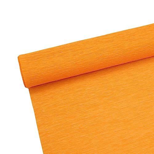 Rollo de papel crepé de alta calidad de 70 g para hacer flores, hojas de papel crepé blanco, verde, rosa, 10 pulgadas de ancho, 8 pies de longitud (naranja)