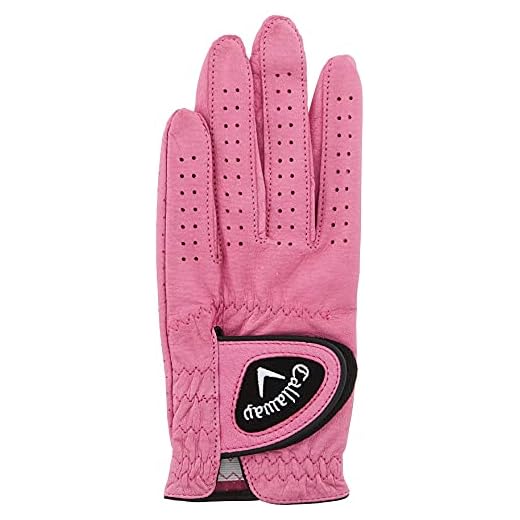 Callaway Golf 2022 Women's OptiColor Leather Glove, Pink, Small, Worn on Left Hand