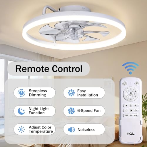 TCL 24 Inch Low Profile Ceiling Fan with Light, White - image 5
