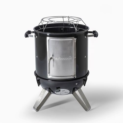 Barbecook Oskar S 2 In 1, Affumicatore E Barbecue Per Affumicatura A Caldo E A Freddo, In Smalto Nero Con Griglia Per Barbecue, 40Cm, 58X50X86Cm - 4