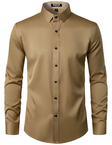 Men's Stretch Multi-Use Long Sleeve Dress Shirts Party Prom Wedding Shirts with Slight Sheen2